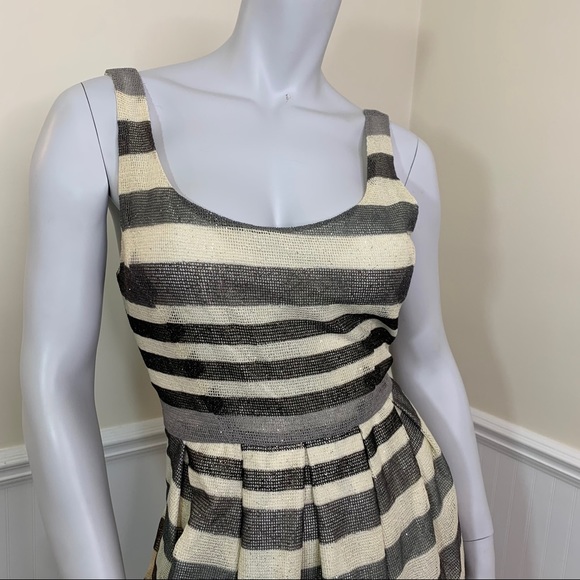 BCBG Striped Sparkle A Line Pleated Dress - Picture 2 of 7